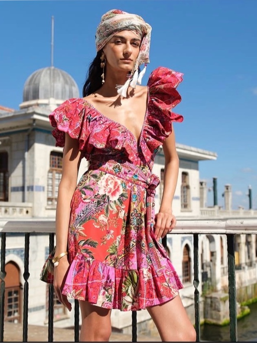 Camilla Heirloom Empire Frill-Neck Mini Dress - Picture 5 of 11